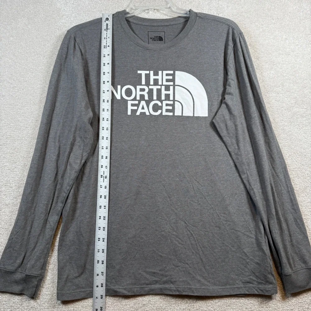 The North Face Long Sleeve T-Shirt Mens Large Grey Graphic Logo Crew‎ Neck Tee
